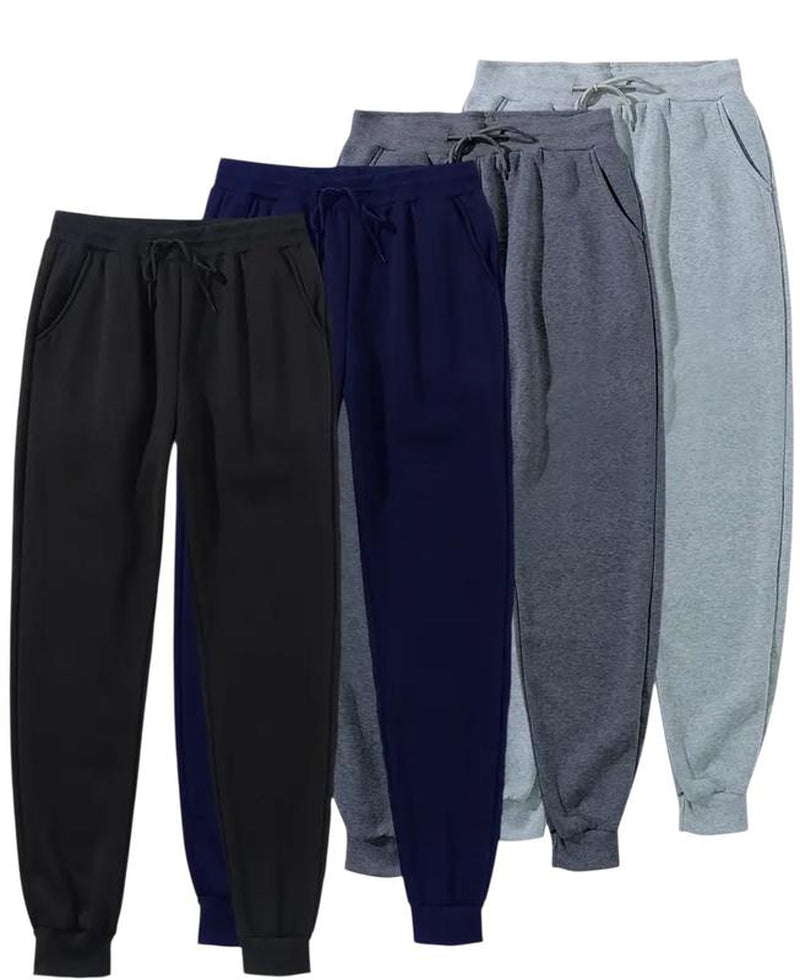 Men'S 4 Pack Joggers Ultra Soft Fleece Sweatpants Everyday Comfort Style Sizes S-2XL Black Navy Grey