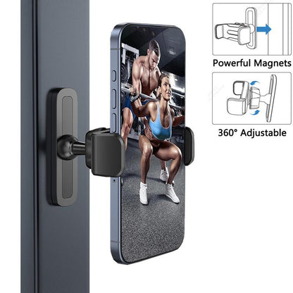 Gym Magnetic Phone Mount, 360 Degree Adjustable Magnetic Phone Holder for Gym Attach to Metal Surface, Fitness Equipment Accessories for Home Gym Smartphone Cellphone Stand