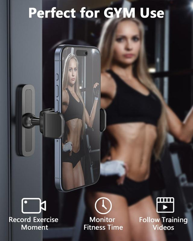 Gym Magnetic Phone Mount, 360 Degree Adjustable Magnetic Phone Holder for Gym Attach to Metal Surface, Fitness Equipment Accessories for Home Gym Smartphone Cellphone Stand