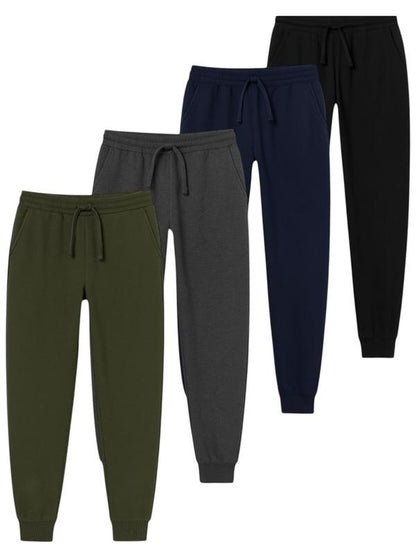 Men'S 4 Pack Joggers Ultra Soft Fleece Sweatpants Everyday Comfort Style Sizes S-2XL Black Navy Grey