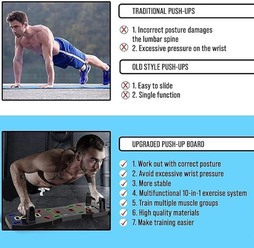 Push up Board, Portable Multi-Function Foldable 10 in 1 Push up Bar, Push up Handles for Floor,Professional Push up Strength Training Equipment Foldable Push