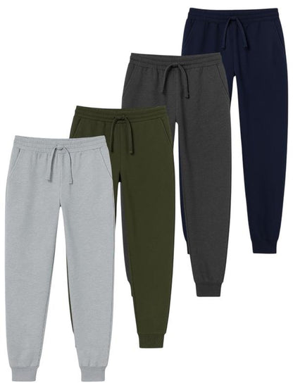 Men'S 4 Pack Joggers Ultra Soft Fleece Sweatpants Everyday Comfort Style Sizes S-2XL Black Navy Grey